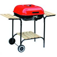 Grill prostokątny z pokrywą wózek czerwony 40 x 45 cm