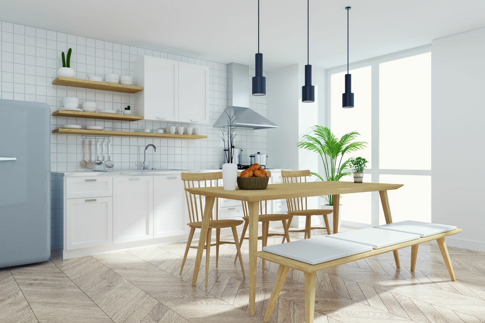 naturalne materiały w kuchni skandynawskiej