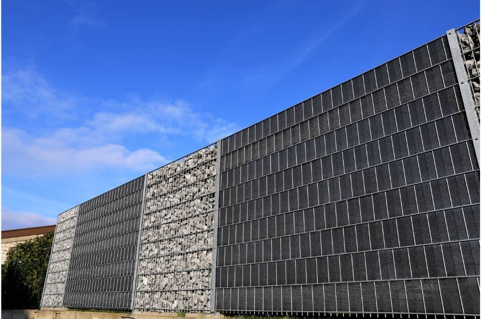 Ogrodzenie gabionowe z metalowej siatki z kamieniami do dużej działki