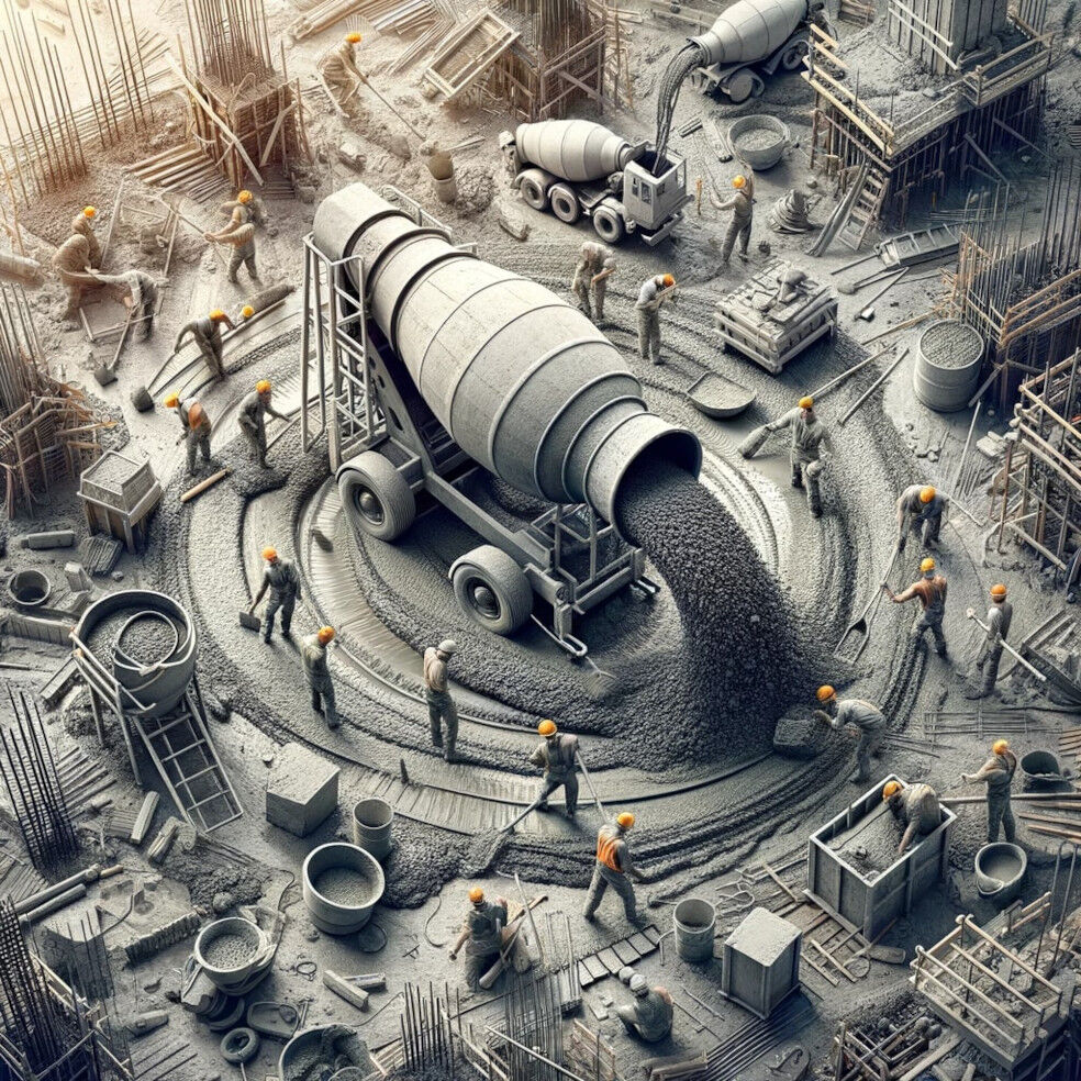 wylewanie betonu z betoniarki