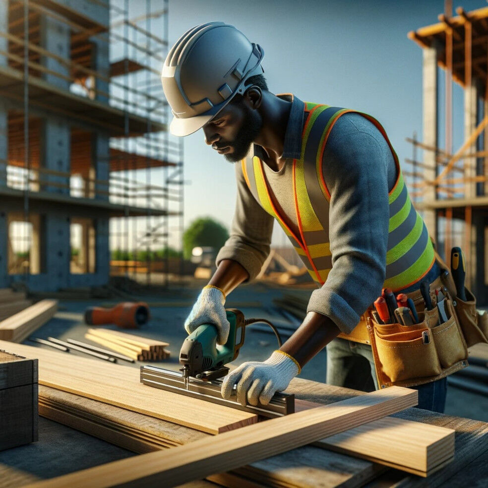 robotnik budujący dom pasywny