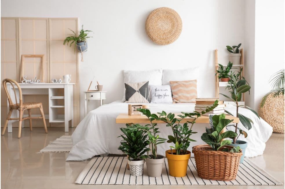 sypialnia urządzona w stylu eko