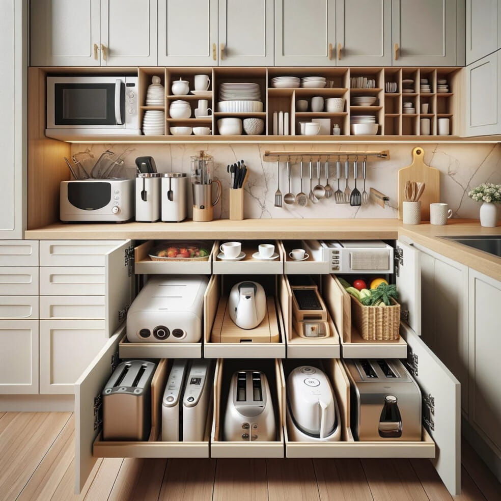 Organizery w szufladach, meble kuchenne