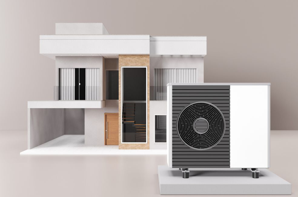 wizualizacja nowoczesnego domu z podpiętym klimakonwektorem