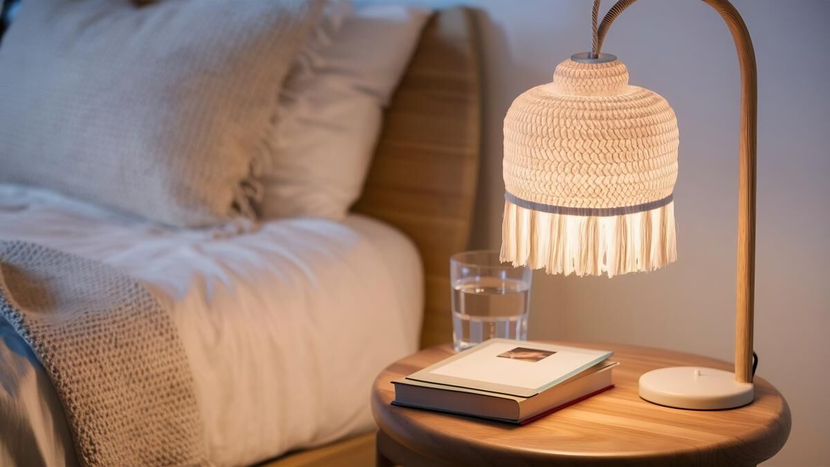 Sypialnia boho oświetlenie