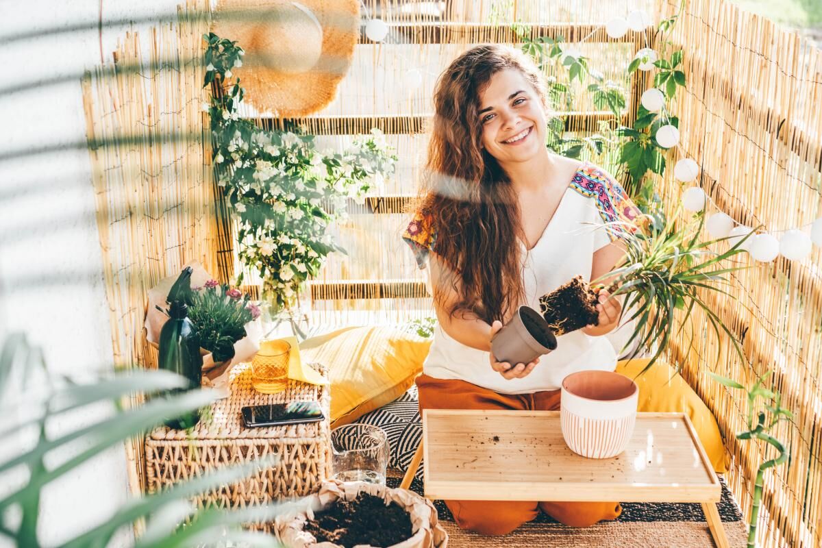 Taras w stylu boho - rośliny