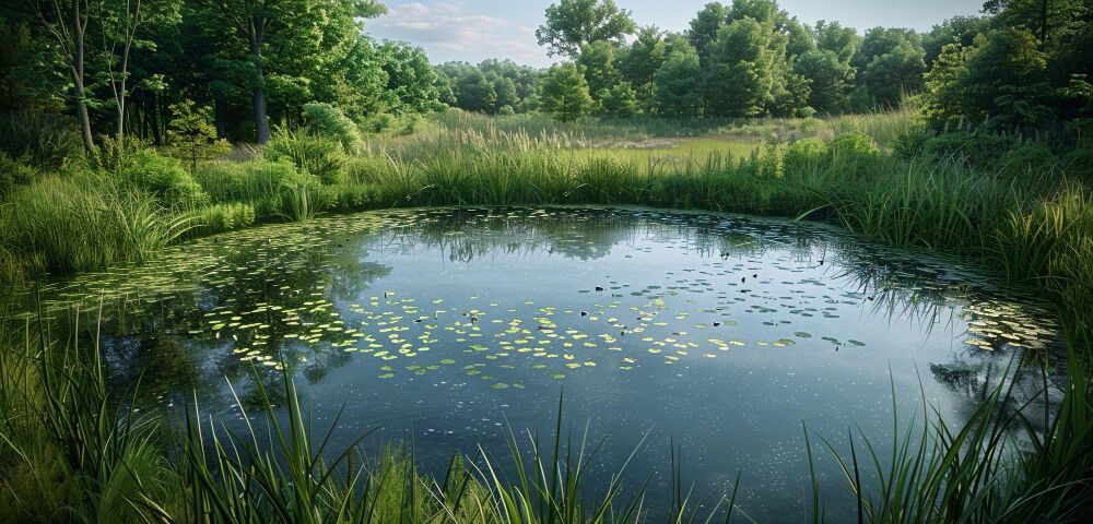 Oczyszczanie oczka wodnego na jesień