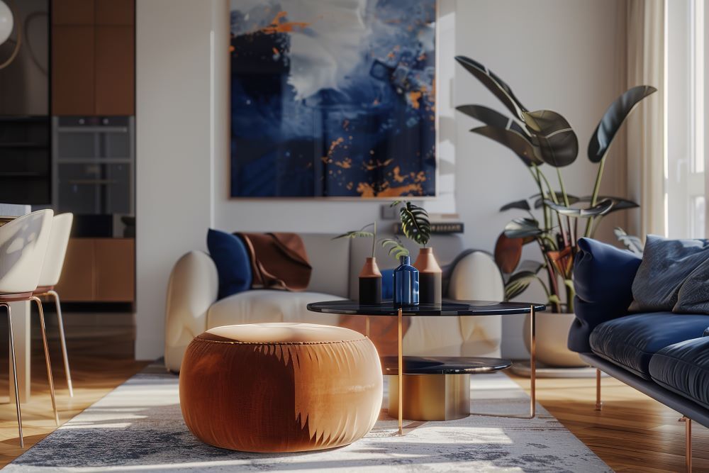 modny salon w beżowych kolorach